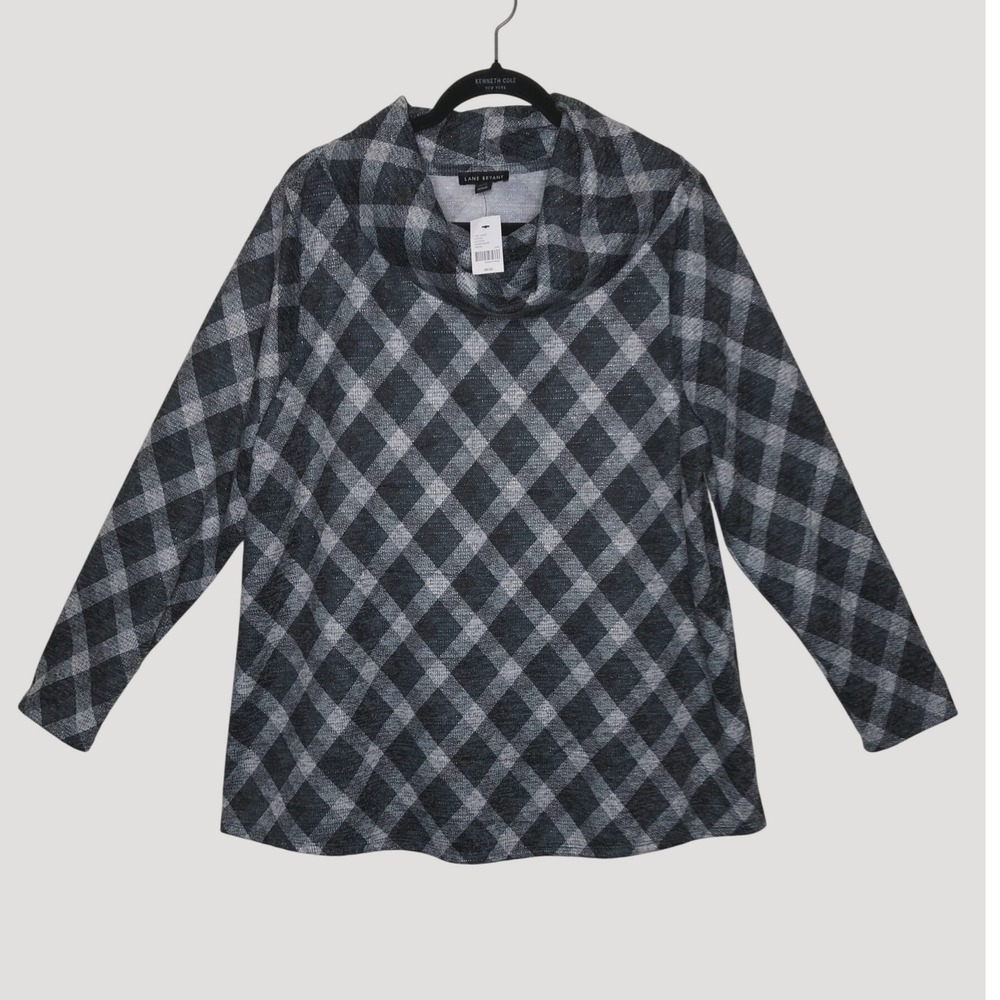 Lane Bryant Women's Plaid Cowl‎ Neck Long Sleeve Tunic Top Plus Size 18/20 Fall